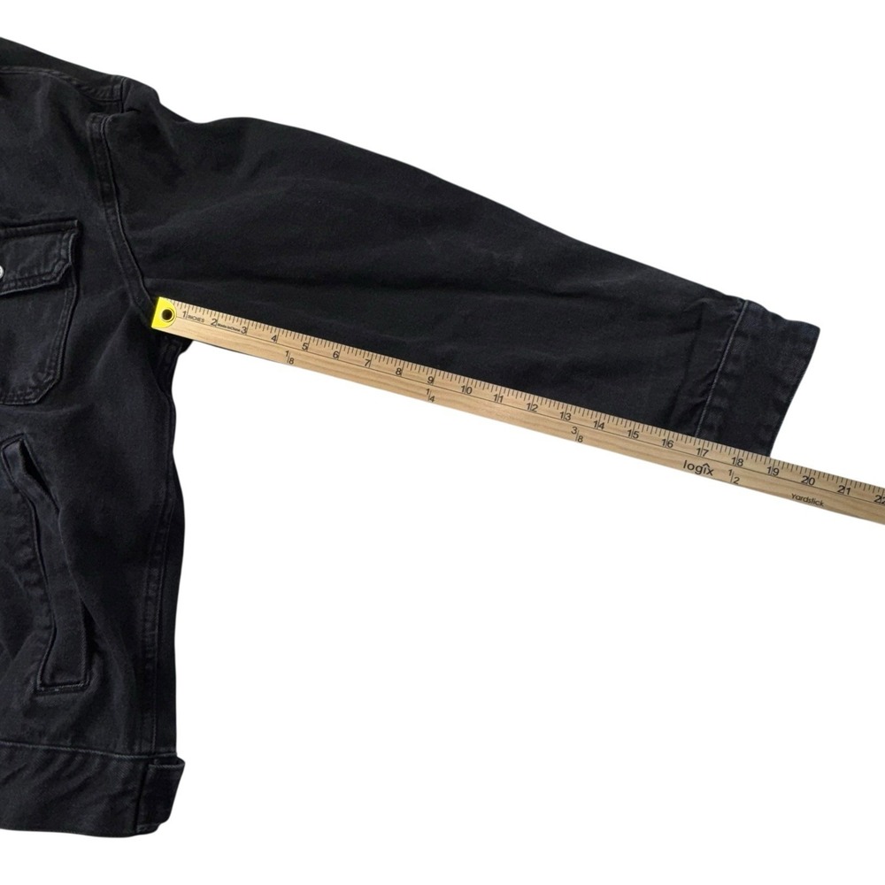 H&M Black Denim Jacket Mid Length Mens Large - Picture 5 of 5